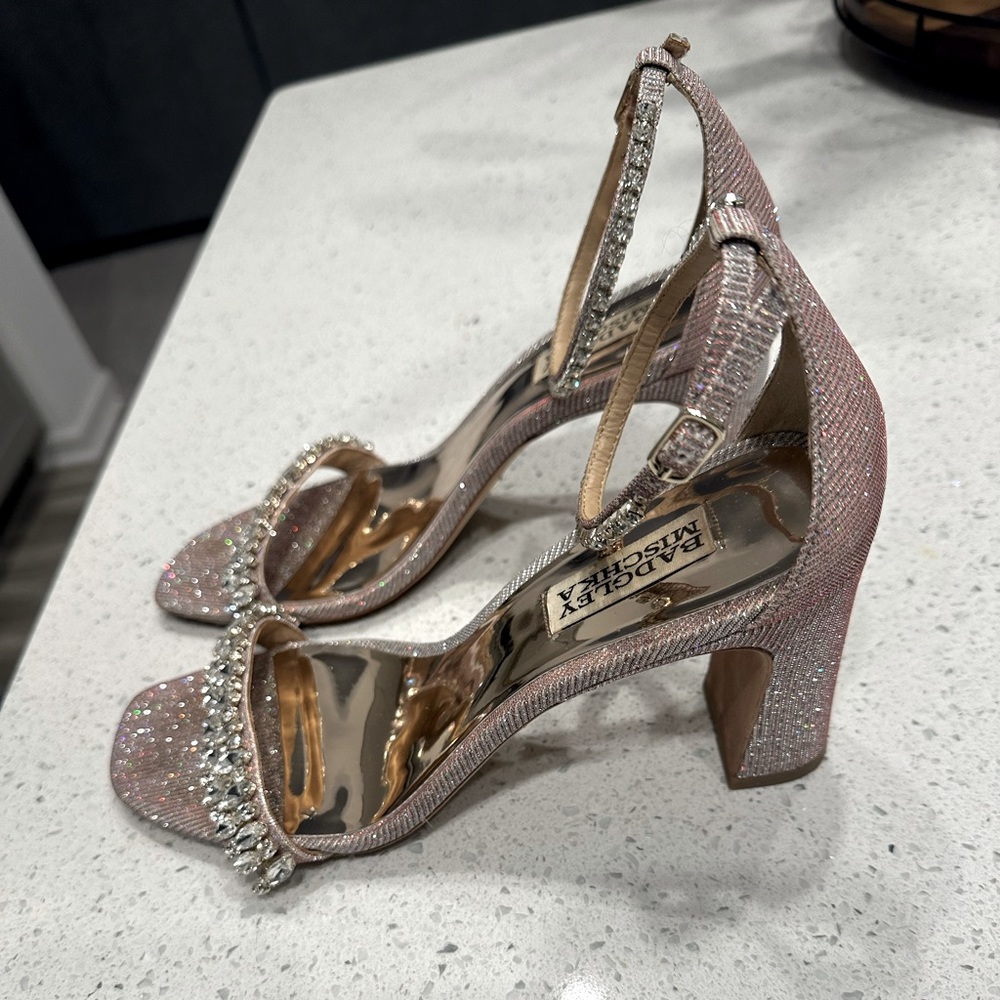 Badgley Mischka Jeweled block heels